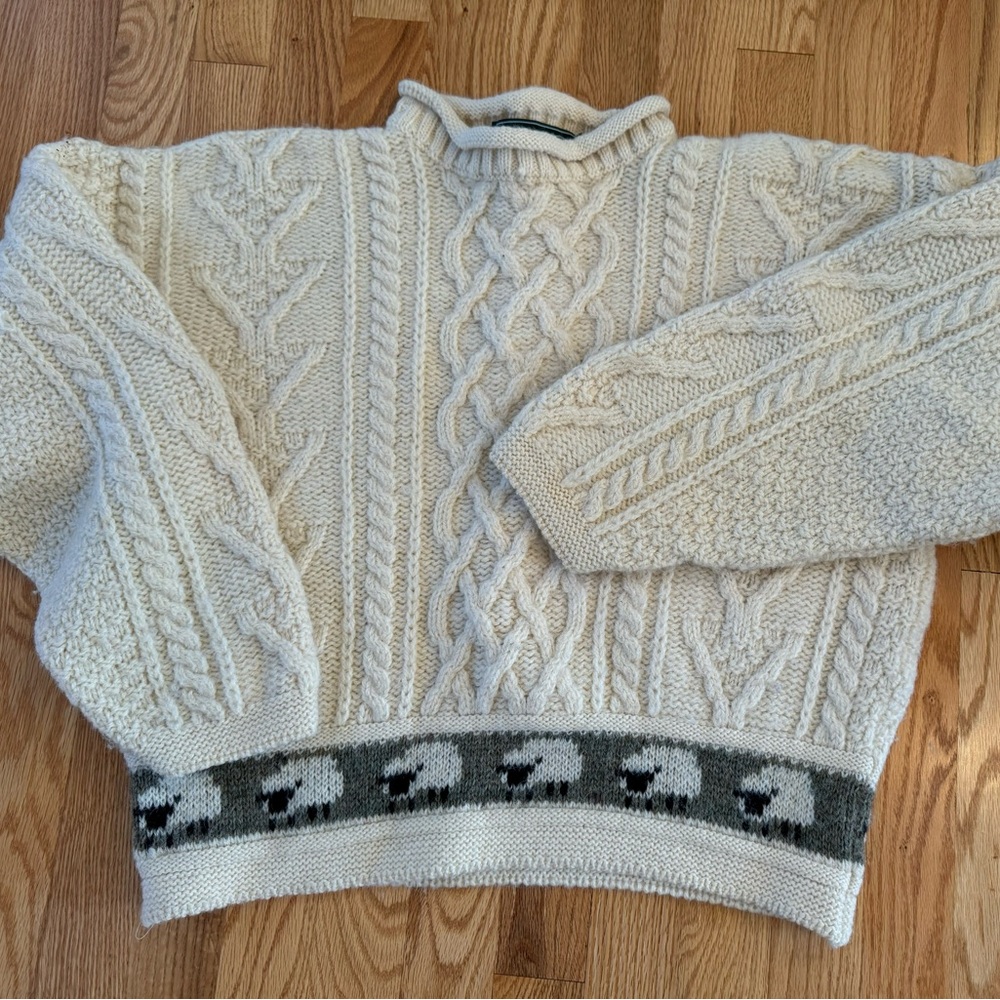 Women’s Small British Wool Sweater with sheep accent design